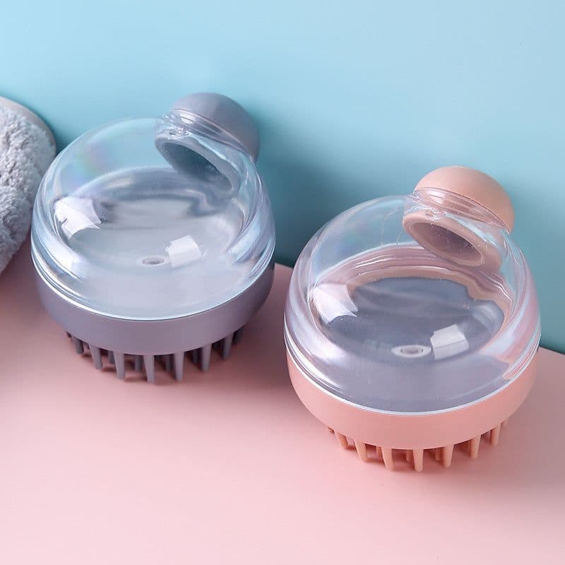 image-Household shampoo brush, press liquid comb, transparent cover, hair cleaning brush, scalp massage, bathroom cleaning bath brush