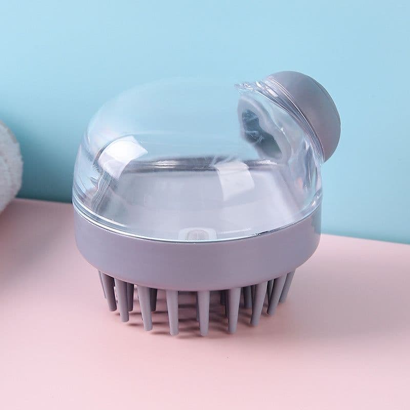 image-Household shampoo brush, press liquid comb, transparent cover, hair cleaning brush, scalp massage, bathroom cleaning bath brush