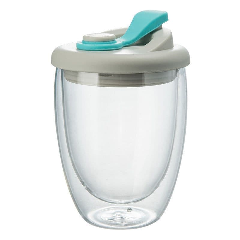 image-Spot supply high borosilicate glass double-layer cup home with lid egg-shaped cup silicone lid coffee cup juice cup