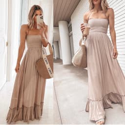 image-Cross-Border 2022 European and American Spring New Sexy off-Neck Halter Dress Ins Casual Wooden Ear Large Swing Skirt for Women