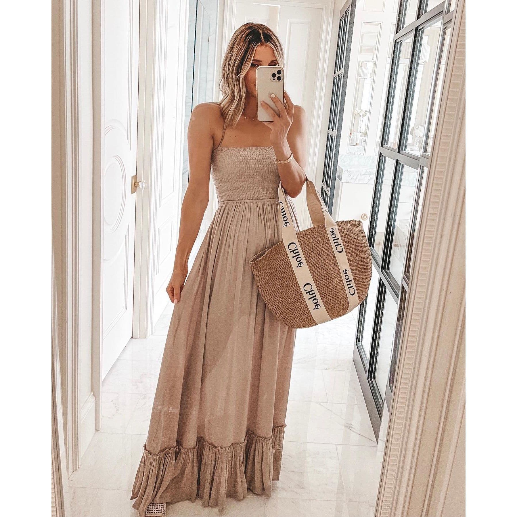 image-Cross-Border 2022 European and American Spring New Sexy off-Neck Halter Dress Ins Casual Wooden Ear Large Swing Skirt for Women