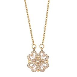 image-A new two-wear heart-to-heart female opening and closing four-leaf clover necklace fashion love folding creative collarbone chain wholesale