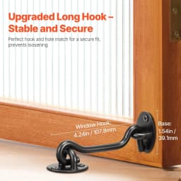 image-VEVOR Hook and Eye Gate Latch, 2 Pack Barn Door Latch Hook with Mounting Screws, Stainless Steel Hook and Eye Latch, Hook Lock for Sliding Barn Door, Cabinet, Window, Gate, Fence, Bathroom, Black