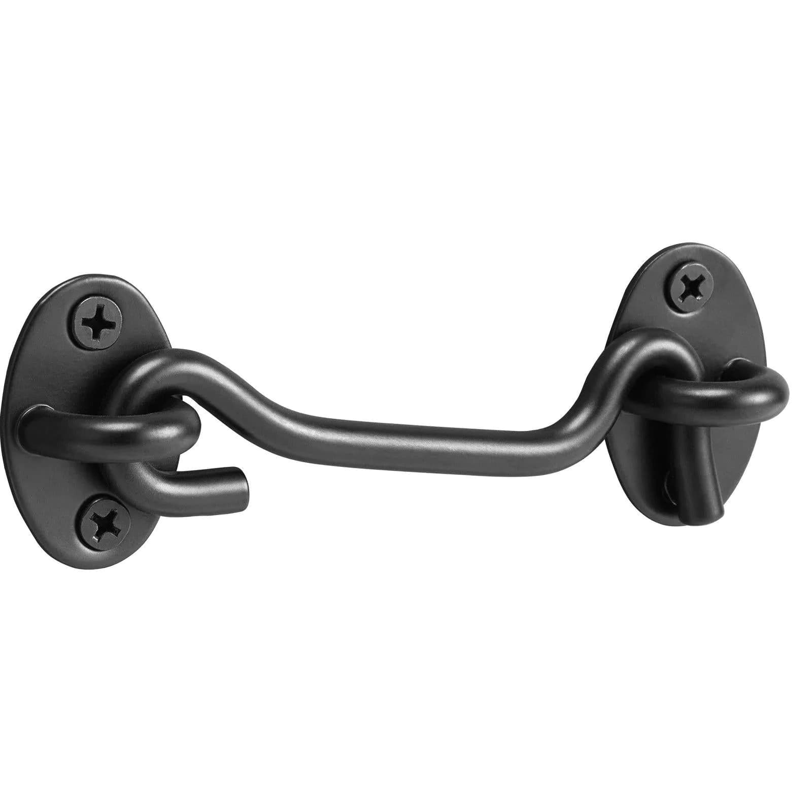 image-VEVOR Hook and Eye Gate Latch, 2 Pack Barn Door Latch Hook with Mounting Screws, Stainless Steel Hook and Eye Latch, Hook Lock for Sliding Barn Door, Cabinet, Window, Gate, Fence, Bathroom, Black