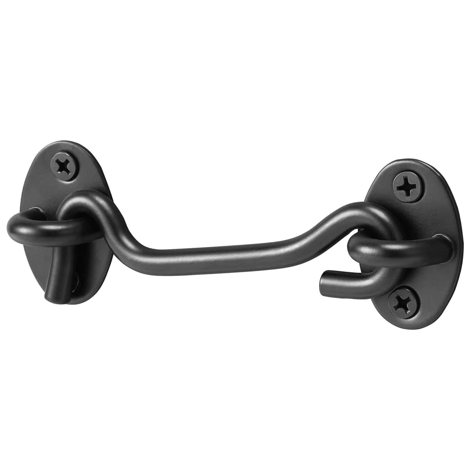 image-VEVOR Hook and Eye Gate Latch, 2 Pack Barn Door Latch Hook with Mounting Screws, Stainless Steel Hook and Eye Latch, Hook Lock for Sliding Barn Door, Cabinet, Window, Gate, Fence, Bathroom, Black