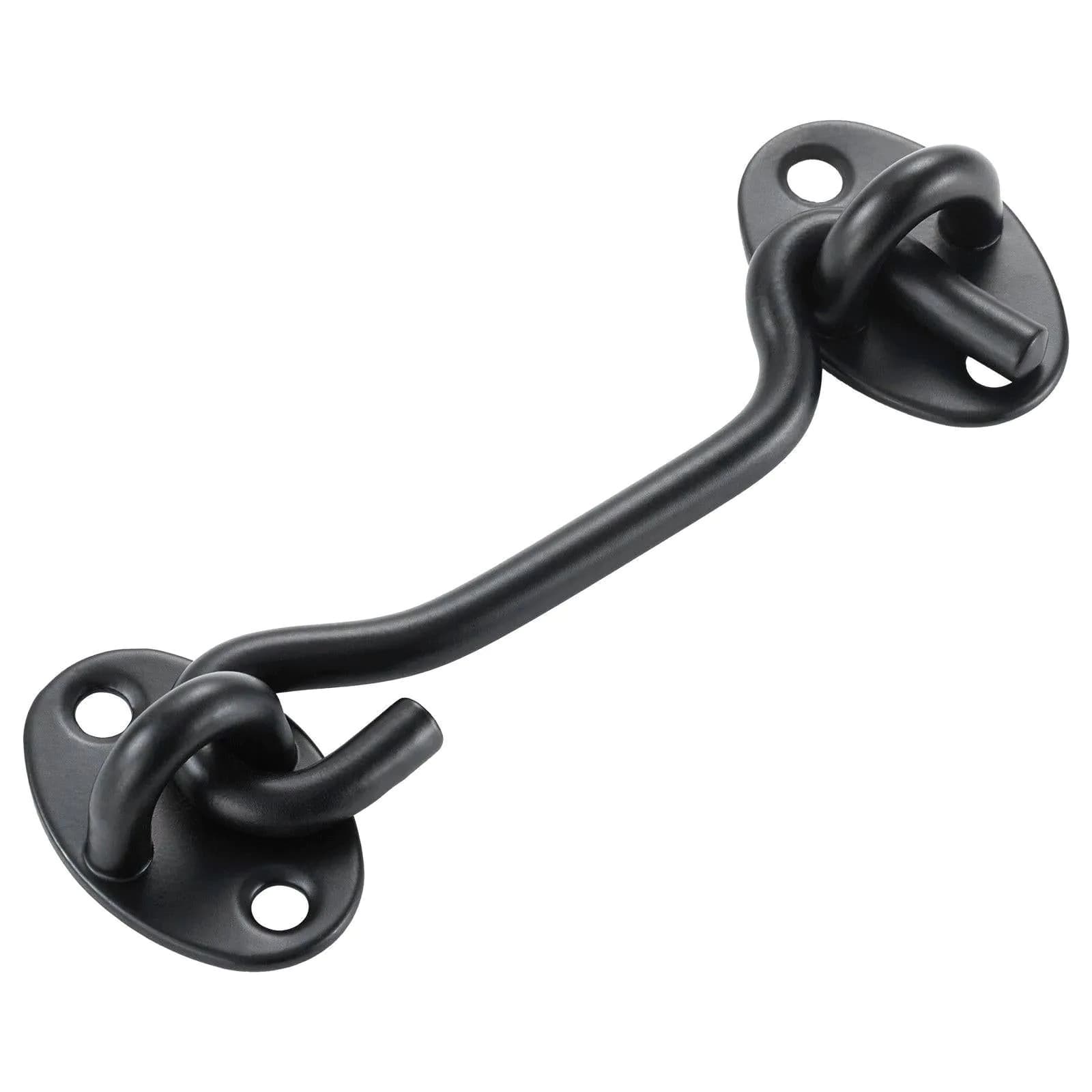 image-VEVOR Hook and Eye Gate Latch, 2 Pack Barn Door Latch Hook with Mounting Screws, Stainless Steel Hook and Eye Latch, Hook Lock for Sliding Barn Door, Cabinet, Window, Gate, Fence, Bathroom, Black