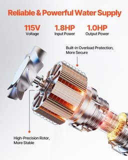 image-VEVOR Deep Well Submersible Pump, 1 HP Output Power, 115V, 31.7 GPM Flow 207 ft Head, with 32.81 ft Cord External Control Box, Stainless Steel Water Pump, for Industrial Irrigation and Home Use, IP68