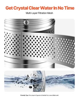 image-VEVOR Deep Well Submersible Pump, 1.5 HP Output Power, 115V, 31.7 GPM Flow 276 ft Head, with 32.81 ft Cord, Stainless Steel Water Pump, for Industrial, Irrigation, and Home Use, IP68 Waterproof Grade