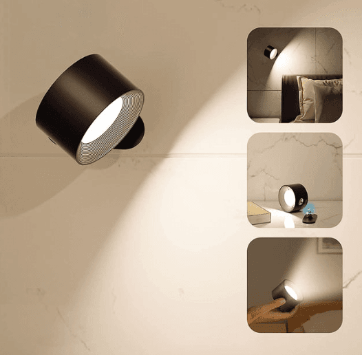 image-RGB Color Magnetic Wall Lamp with Remote Control Dimmable No Punch USB Rechargeable Touch Bedside Reading Wall Lamp