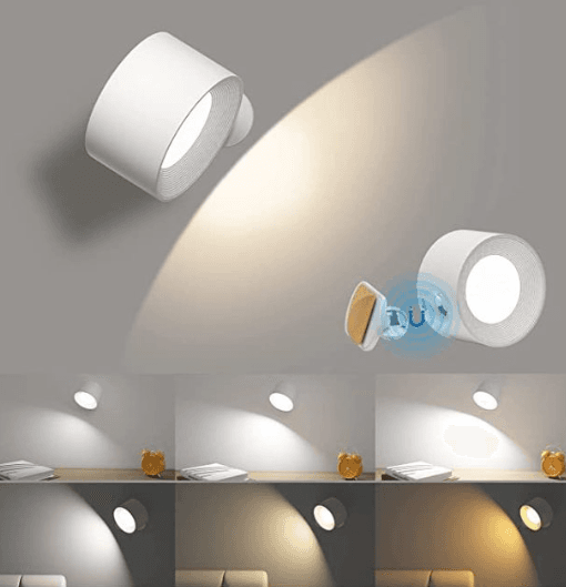image-RGB Color Magnetic Wall Lamp with Remote Control Dimmable No Punch USB Rechargeable Touch Bedside Reading Wall Lamp