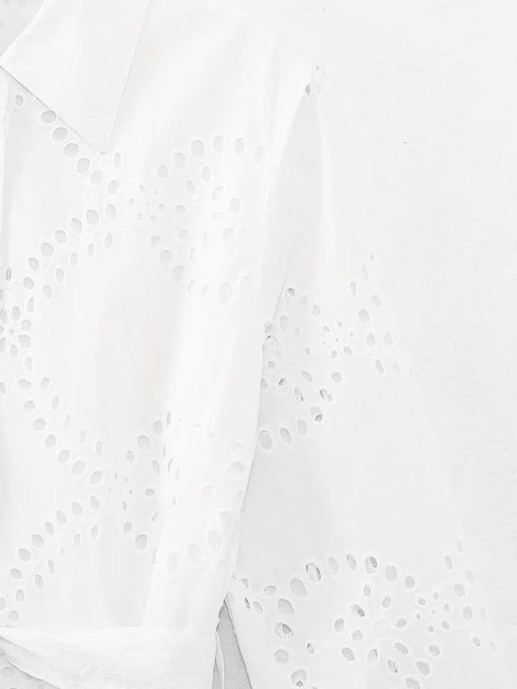 image-Women's European and American Fashion 2023 Summer Embroidery Midi Skirt Dress Long Sleeve Shirt Skirt SS33-66449