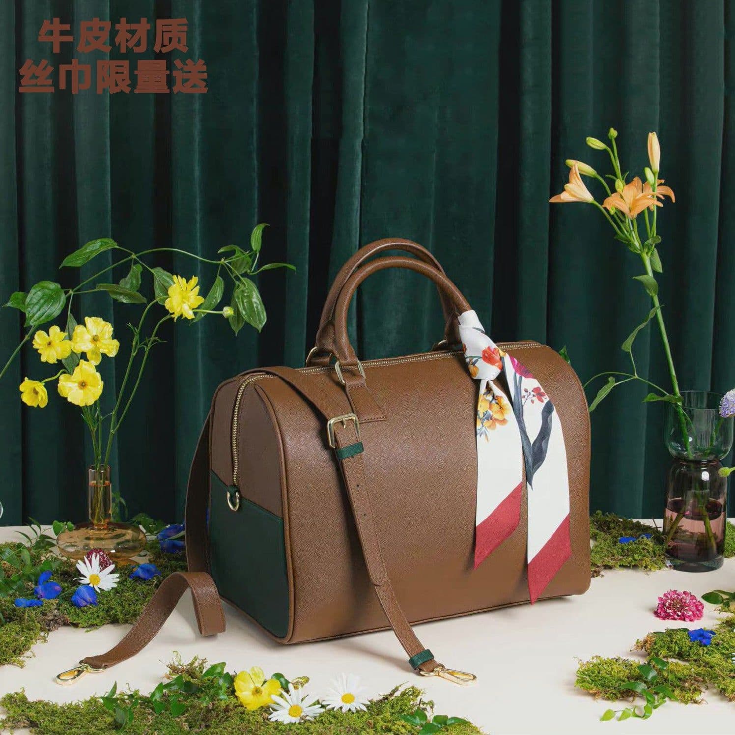 image-Boston Bag Genuine Leather Boston Bag Outdoor Boarding Commuter Messenger Bag Large Capacity Portable Travel Bag Unisex