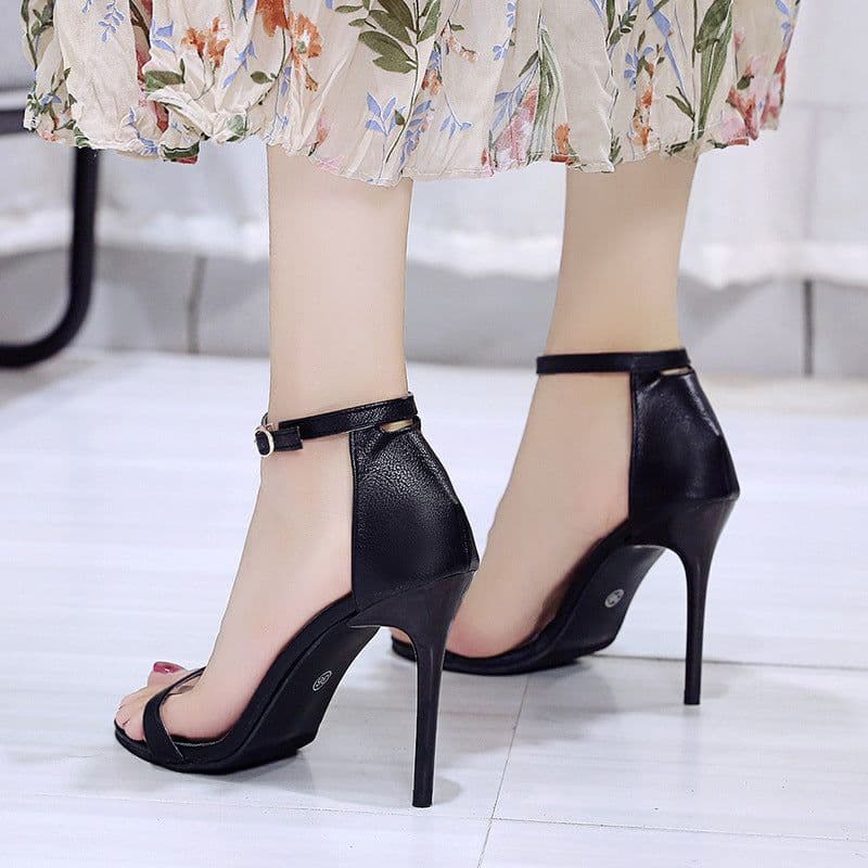 image-High-heeled sandals women's European and American style 2022 summer new fashion simple thin-heeled one-piece open-toe sandals