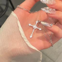 image-Full diamond star cross necklace cold wind sweet cool zircon flash diamond pendant 2022 new trendy necklace