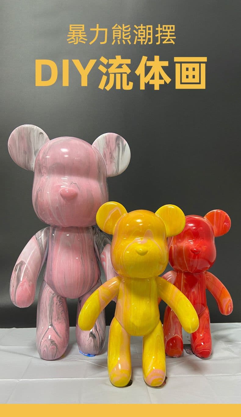 image-diy handmade fluid bear white embryo children's hand-painted vinyl fluid bear wholesale stall toy fluid violent bear