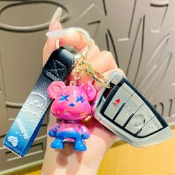 image-Creative Cartoon Resin Gradient Graffiti Bear Keychain Fashion Car Keychain Cute Bag Small Ornament