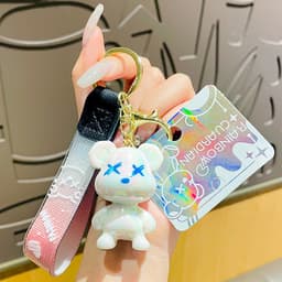 image-Creative Cartoon Resin Gradient Graffiti Bear Keychain Fashion Car Keychain Cute Bag Small Ornament