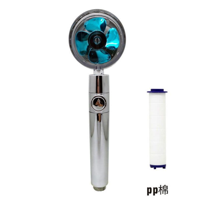 image-Xiaoman waist pressurized hand-held shower head propeller maple leaf turbo one-key water-stop shower shower head