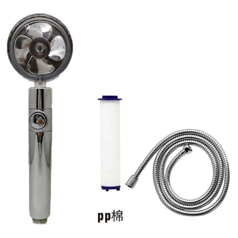 image-Xiaoman waist pressurized hand-held shower head propeller maple leaf turbo one-key water-stop shower shower head