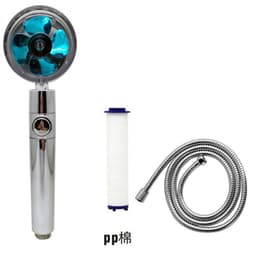 image-Xiaoman waist pressurized hand-held shower head propeller maple leaf turbo one-key water-stop shower shower head