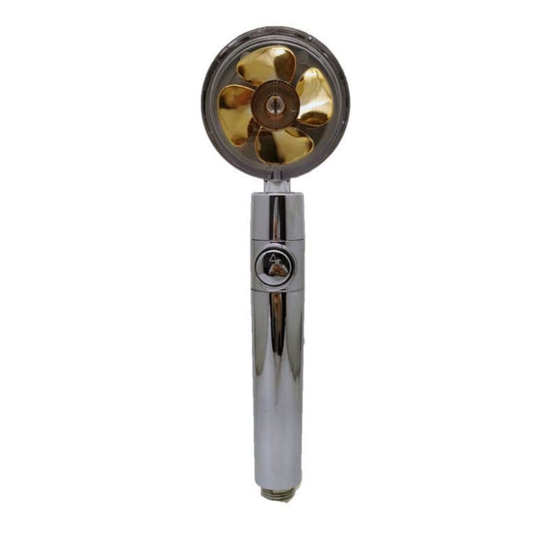 image-Xiaoman waist pressurized hand-held shower head propeller maple leaf turbo one-key water-stop shower shower head