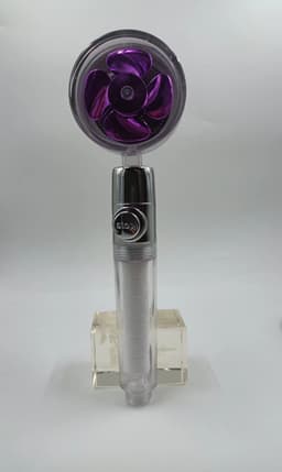 image-Xiaoman waist pressurized hand-held shower head propeller maple leaf turbo one-key water-stop shower shower head