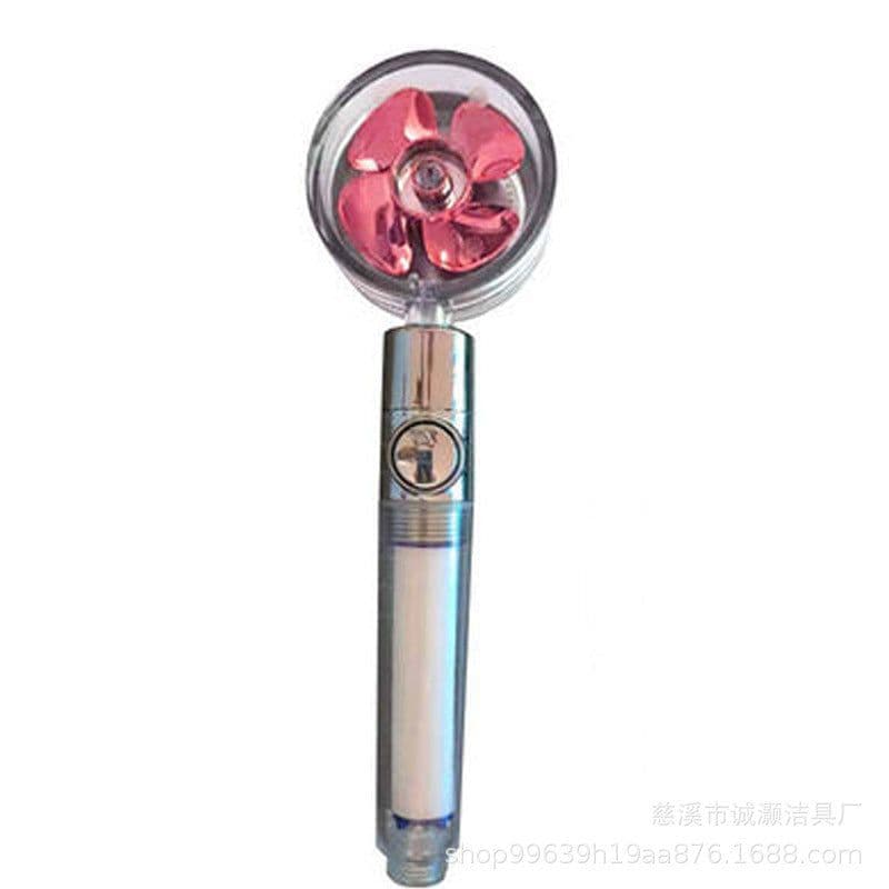 image-Xiaoman waist pressurized hand-held shower head propeller maple leaf turbo one-key water-stop shower shower head