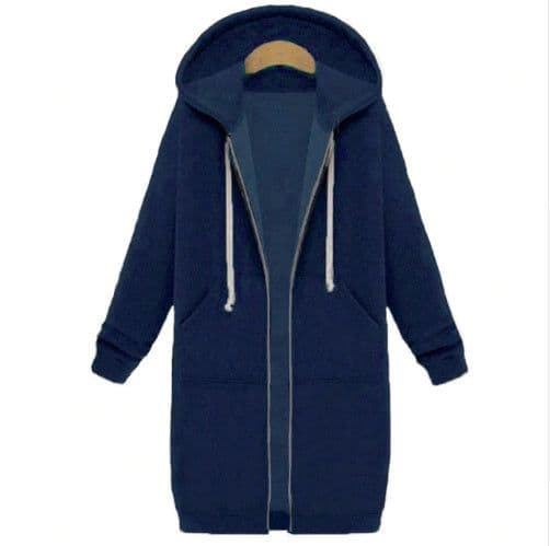 image-Hooded long-sleeved winter sweater women's jacket in a long thick shirt