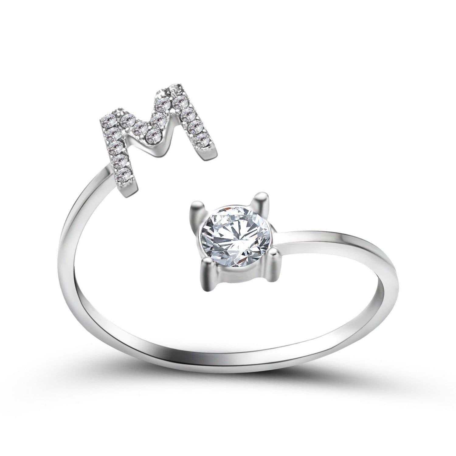 image-New Design Adjustable 26 Initial Letter Ring Fashion Jewelry For Women Simple Elegant Jewelry