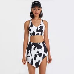 image-Women's nude fitness tennis skirt women's double-layer anti-exposure dance group running breathable printed personalized sports skirt