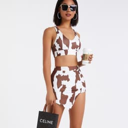 image-Women's nude fitness tennis skirt women's double-layer anti-exposure dance group running breathable printed personalized sports skirt