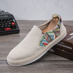 image-Men's Casual Shoes Corduroy Low-Top Fisherman Shoes Canvas Shoes Board Shoes Men's Slip-on Lazy Shoes Cloth Shoes Trendy Men's Shoes