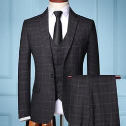 image-Suit suit men's three-piece spring and autumn Korean version slim small suit business professional formal dress groom wedding dress