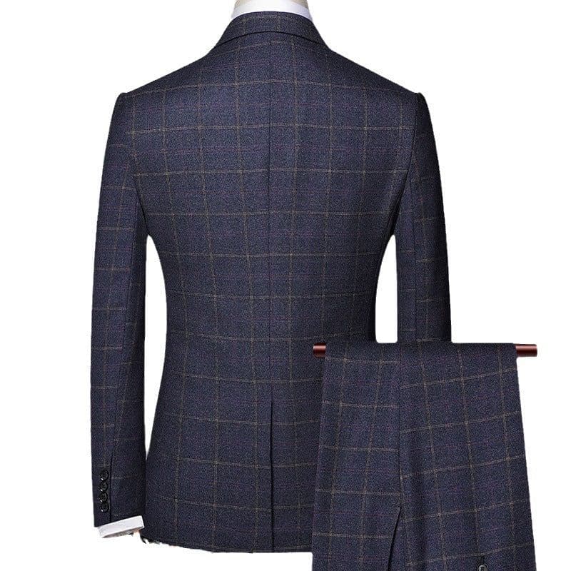 image-Suit suit men's three-piece spring and autumn Korean version slim small suit business professional formal dress groom wedding dress