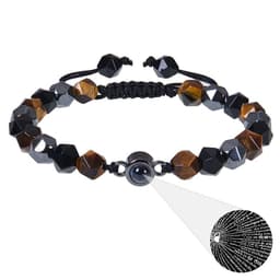 image-Cross-border European and American 100 language projection bracelet I Love You 6mm volcanic stone white turquoise couple bracelet