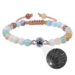 image-Cross-border European and American 100 language projection bracelet I Love You 6mm volcanic stone white turquoise couple bracelet