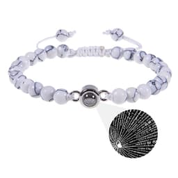 image-Cross-border European and American 100 language projection bracelet I Love You 6mm volcanic stone white turquoise couple bracelet