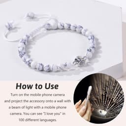 image-Cross-border European and American 100 language projection bracelet I Love You 6mm volcanic stone white turquoise couple bracelet