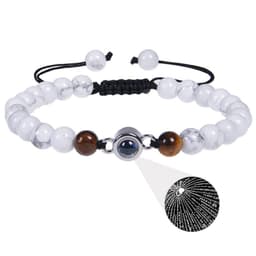 image-Cross-border European and American 100 language projection bracelet I Love You 6mm volcanic stone white turquoise couple bracelet