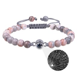 image-Cross-border European and American 100 language projection bracelet I Love You 6mm volcanic stone white turquoise couple bracelet