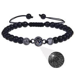 image-Cross-border European and American 100 language projection bracelet I Love You 6mm volcanic stone white turquoise couple bracelet