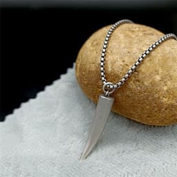 image-Simple retro jewelry, personalized wolf tooth titanium steel necklace for men and women, fashionable stainless steel pendant, spot sale