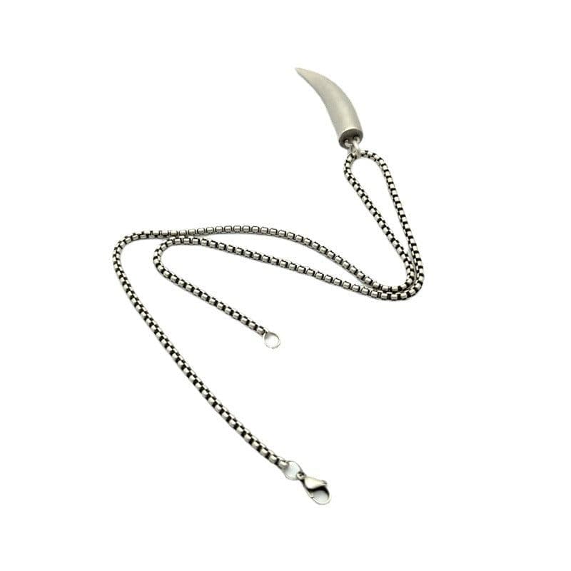 image-Simple retro jewelry, personalized wolf tooth titanium steel necklace for men and women, fashionable stainless steel pendant, spot sale