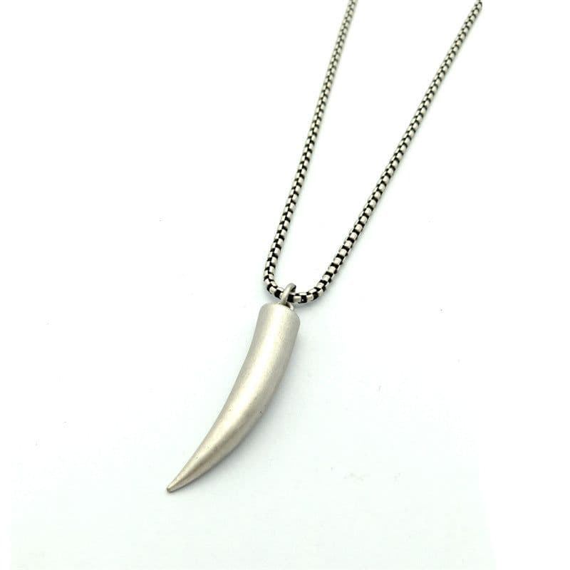 image-Simple retro jewelry, personalized wolf tooth titanium steel necklace for men and women, fashionable stainless steel pendant, spot sale