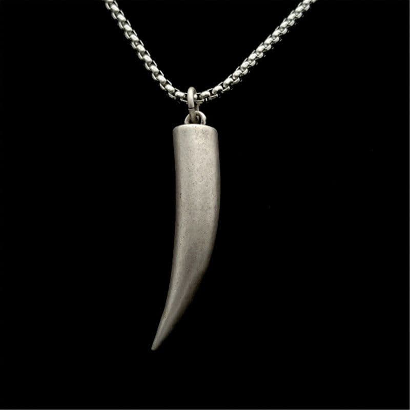 image-Simple retro jewelry, personalized wolf tooth titanium steel necklace for men and women, fashionable stainless steel pendant, spot sale