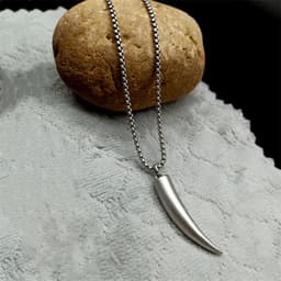 image-Simple retro jewelry, personalized wolf tooth titanium steel necklace for men and women, fashionable stainless steel pendant, spot sale
