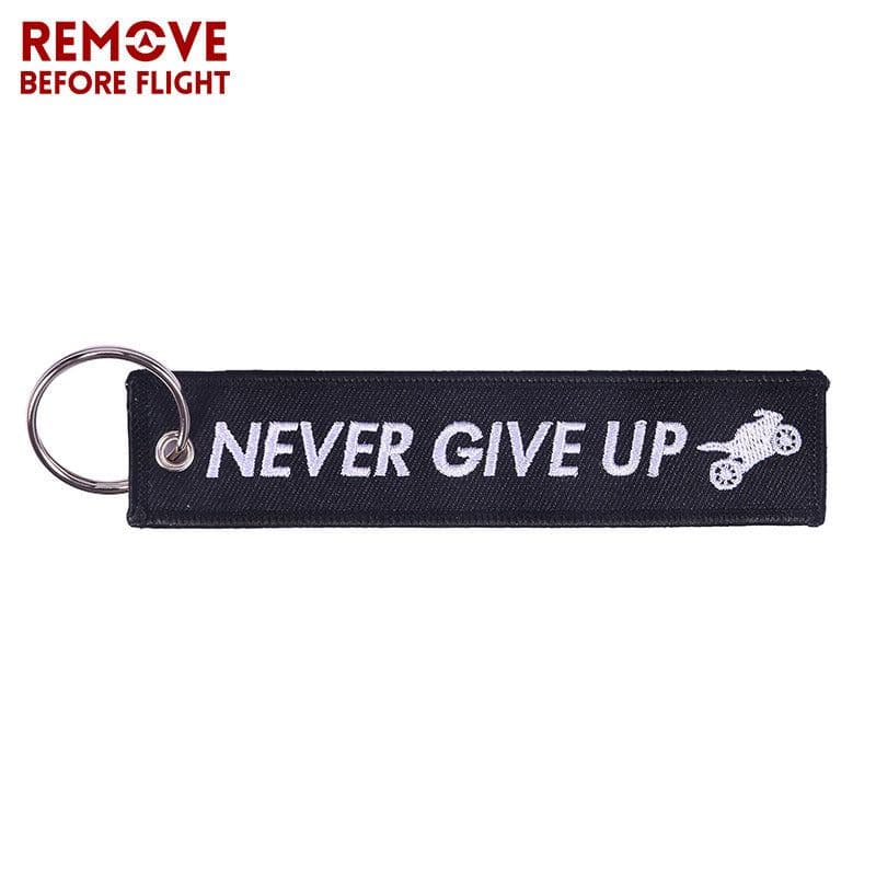 image-NEVER GIVE UP Motorcycle Keychain - Black
