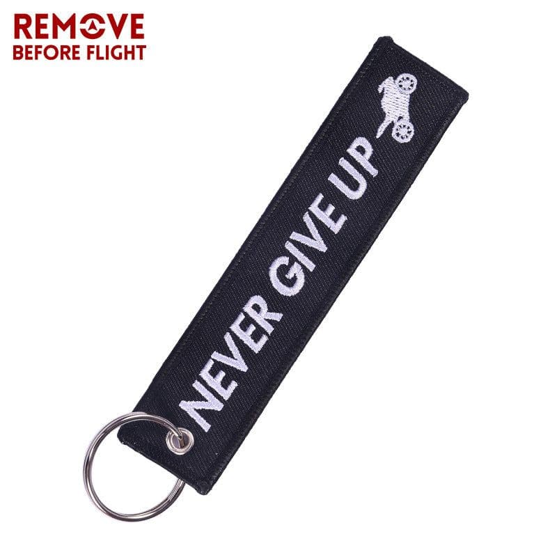 image-NEVER GIVE UP Motorcycle Keychain - Black