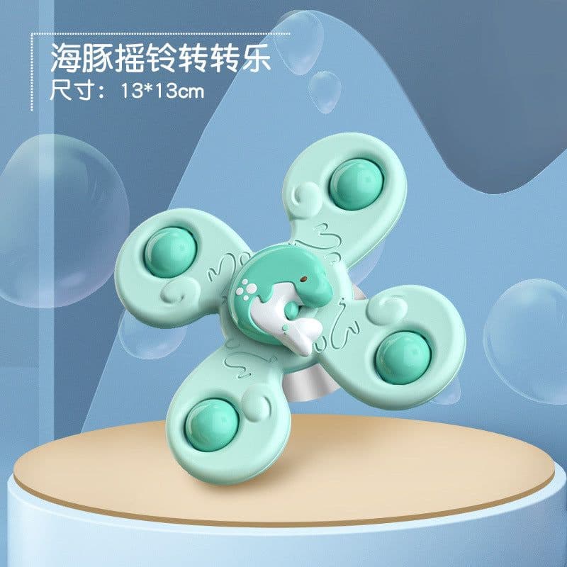 image-Cross-border children's desktop rotating fidget spinner bath toy baby dining chair cartoon suction cup spinning toy