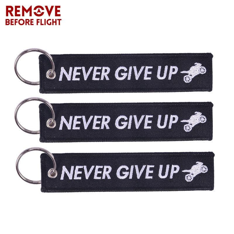 image-NEVER GIVE UP Motorcycle Keychain - Black